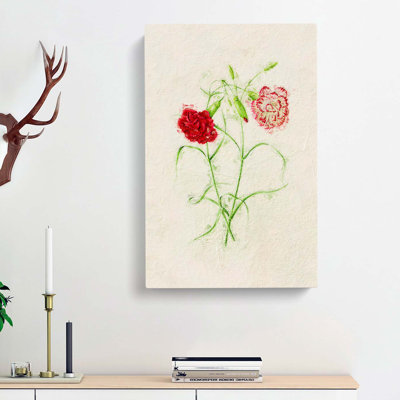 Illustration Of Pink Carnation Flowers - Wrapped Canvas