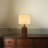 Farmhouse Traditional Natural Brown Solid Wood Base Table Lamp With Beige Fabric Shade For Bedroom Living Room