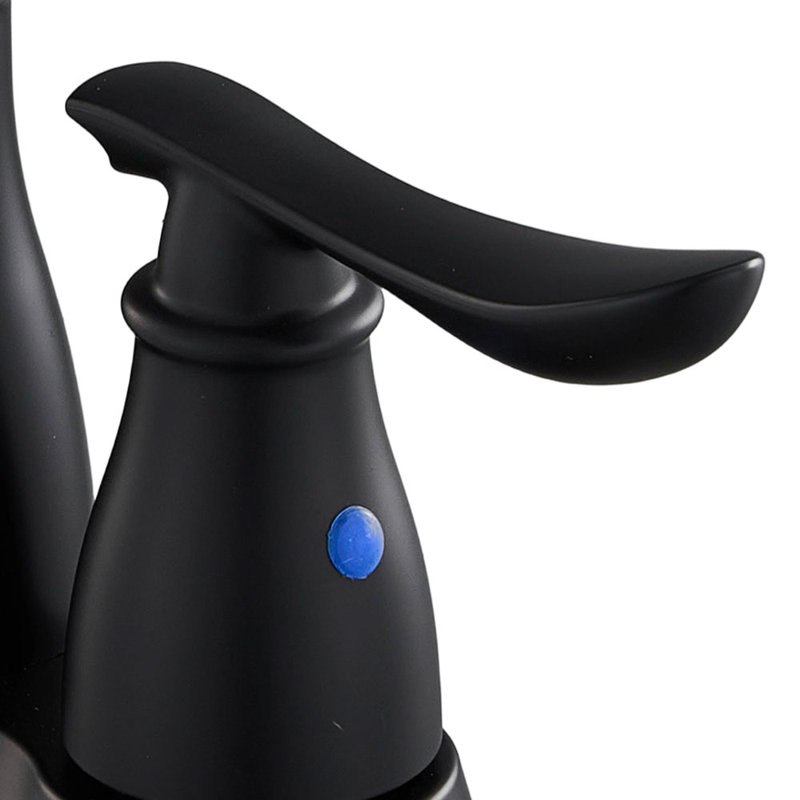 Double Handle Bathroom Sink Faucet with Drainer, Black