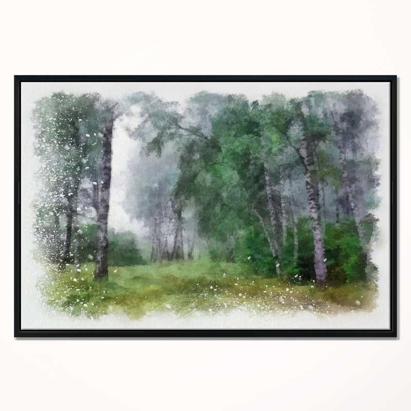 " Green Forest Watercolor Drawing ", 16" H x 32" W x 1" D