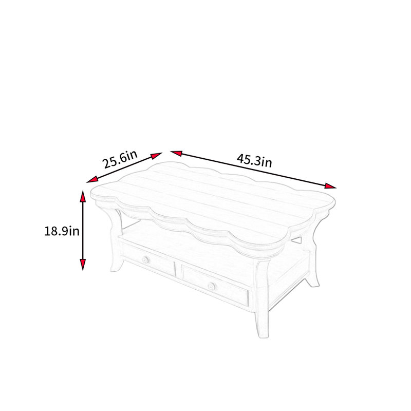 Table basse de style rétro américain, Blanc cassé, Blanc cassé