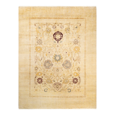 Tapis ivoire noué à la main de conception unique 8 pi x 10 pi 4 po Sabal