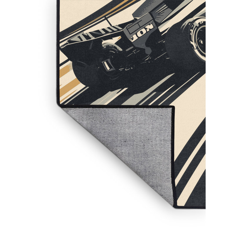 Tapis noir de style moderne et élégant lavable à la machine Medford, 3 X 5