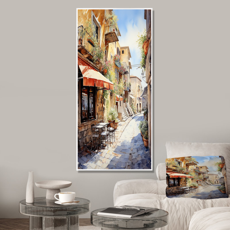 "Italian Village Essence 2", Cadre flottant blanc, 60" H x 28" W