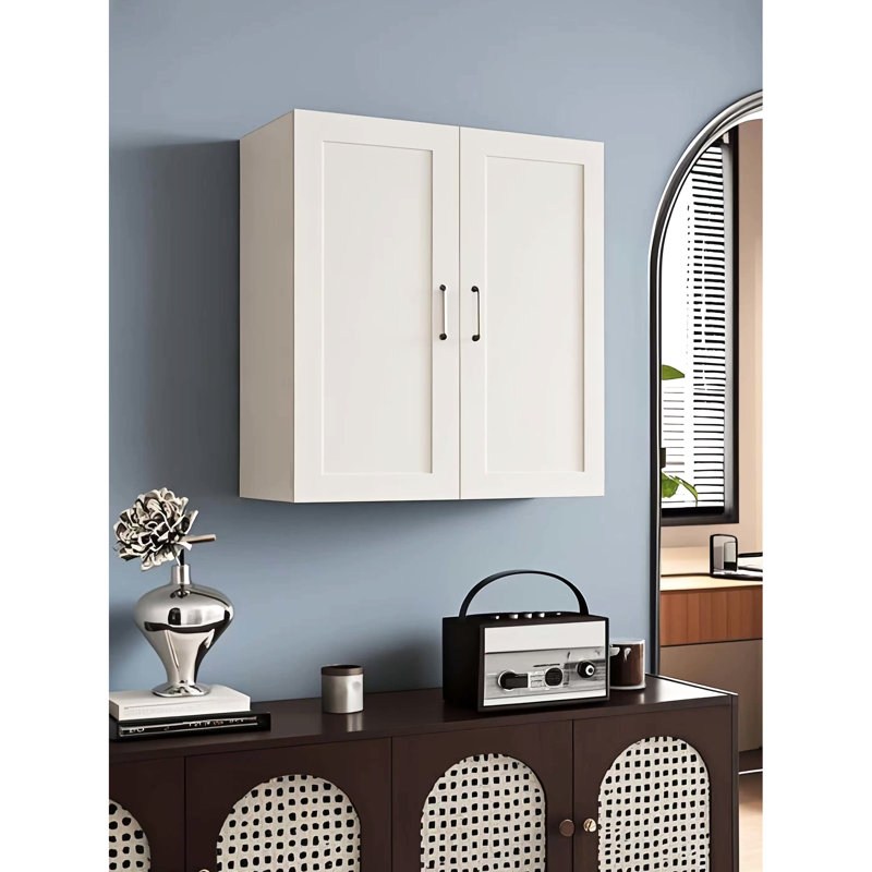 Armoire murale blanche en bois massif avec 2 portes et réglable pour le rangement de la buanderie, style Shaker classique, assemblage facile, charnières à fermeture en douceur, l 27 po x P 12 po x H 30 po