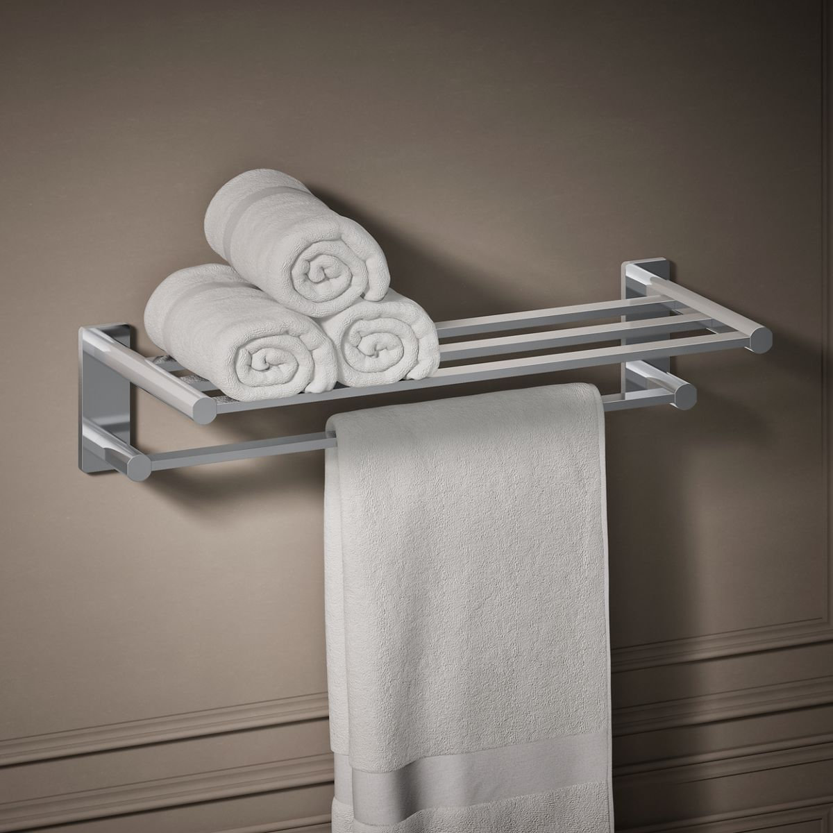 Parallel Hotelier Towel Rack, Polished Chrome