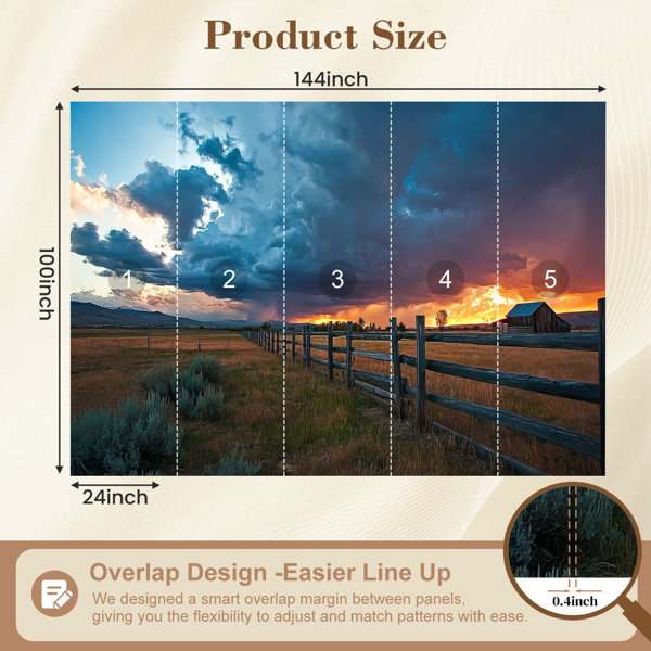 Red Barrel Studio Peel and Stick Wallpaper Gorgeous Sunset Wild West ...