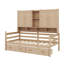 Lit de jour simple en bois avec tête de lit bibliothèque et tiroirs de rangement sous le lit