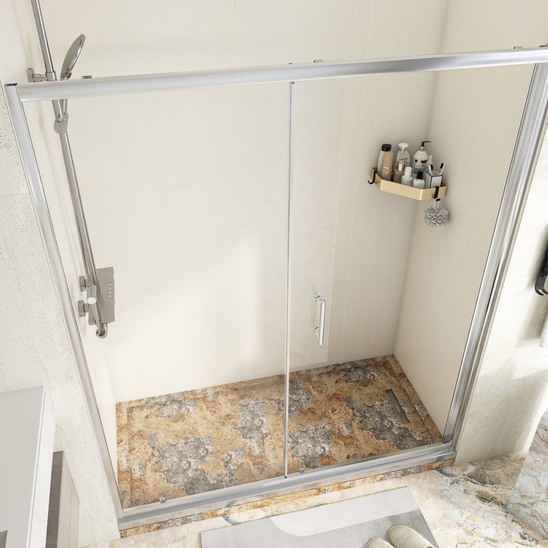 Porte de douche coulissante simple en chrome 60 po x l 72 po