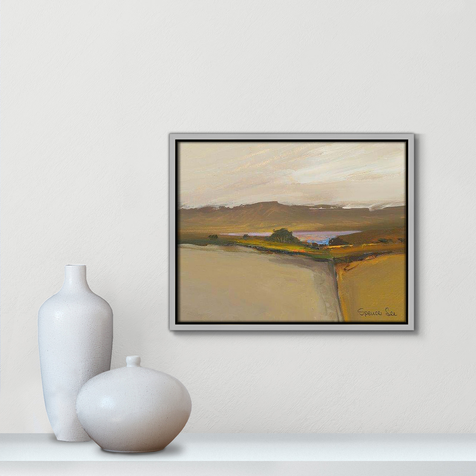 Heaven And Earth IV by Spencer Lee, 12.5'' H x 15.5'' W x 2'' D, Silver Framed