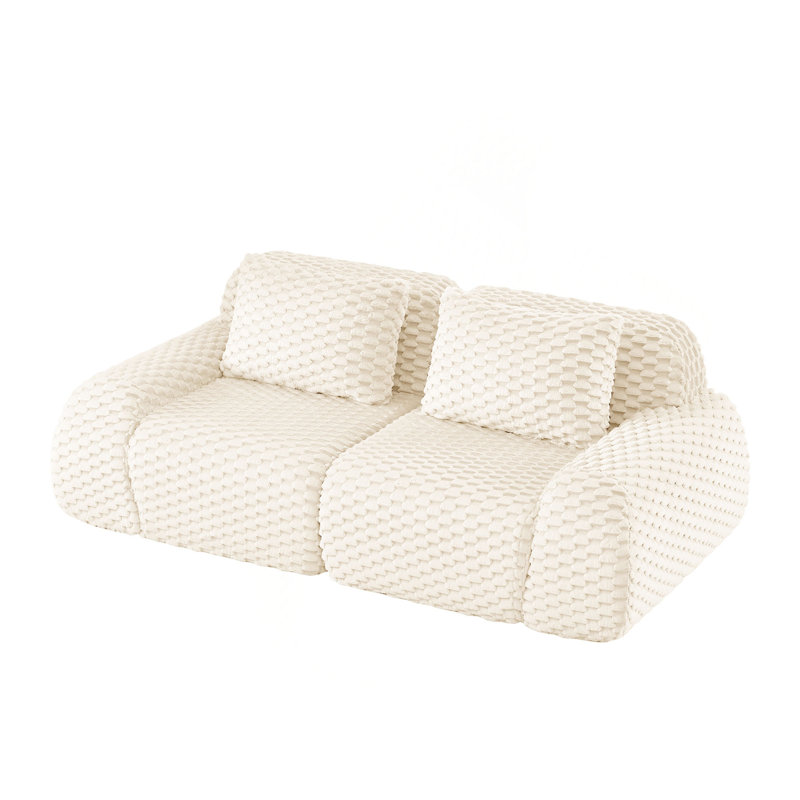 Boneless 82" Modern Modular Sectional Sofa for Living Room,Flannelette Fabric,highly textured,Oversized 2-Seater Couch,boneless sofa,Deep Seat,Buckle connection,Anti-slip Design,No Assembly