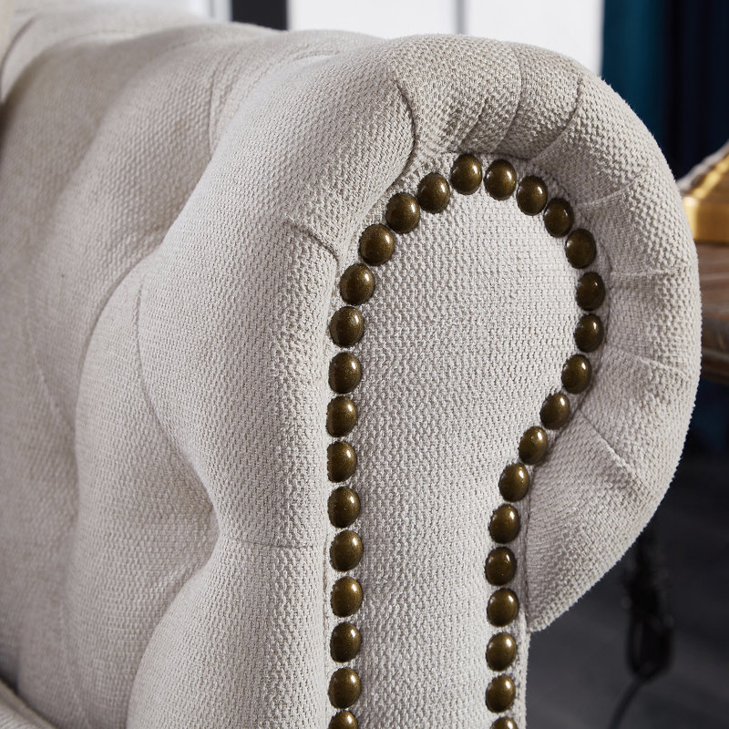 Canapé Chesterfield en tissu beige