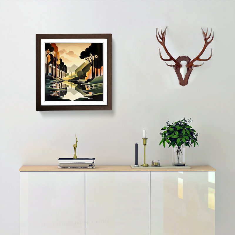 Landscape Art Deco No.2 - Framed Print, Walnut