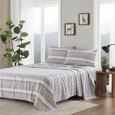 Drap-housse bleu flocon de neige 3 pièces, flanelle de coton à 100%, finition velours doux, élastique ajusté, avec 1 drap plat et 2 taies d'oreiller, lavable à la machine