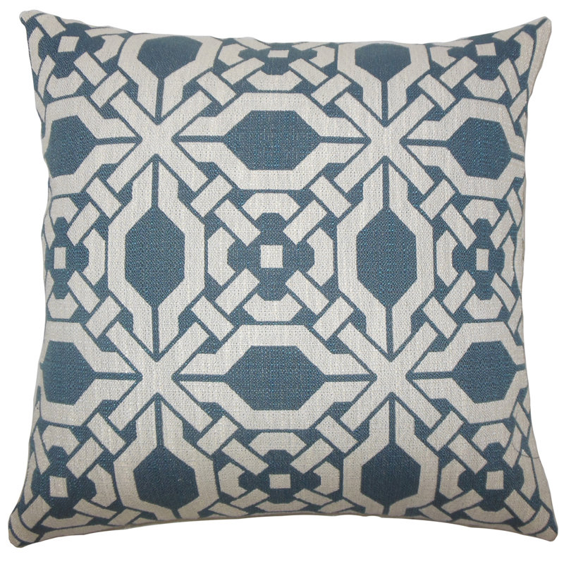Blue/Ivory Polyester Piece Sham, Euro