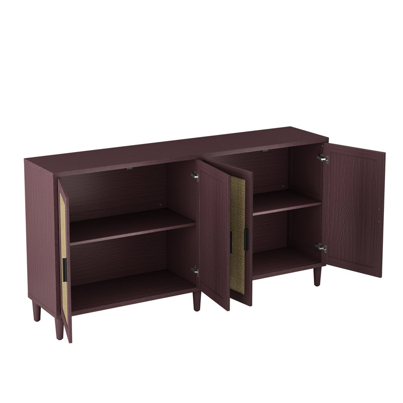 Buffet 70 po en rotin avec rangement, Brun / Naturel