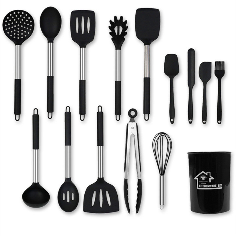 Ensemble d'ustensiles de cuisine en silicone, 15 ustensiles de cuisine antiadhésifs résistants à la chaleur, en vrac