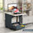 Kitchen Island with Wheels, Wooden Folding Dining Table, Multifunctional Dining Table, Marble Textured Table Top