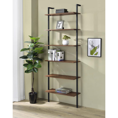 96-inch 6-shelf Wall Bookshelf Walnut