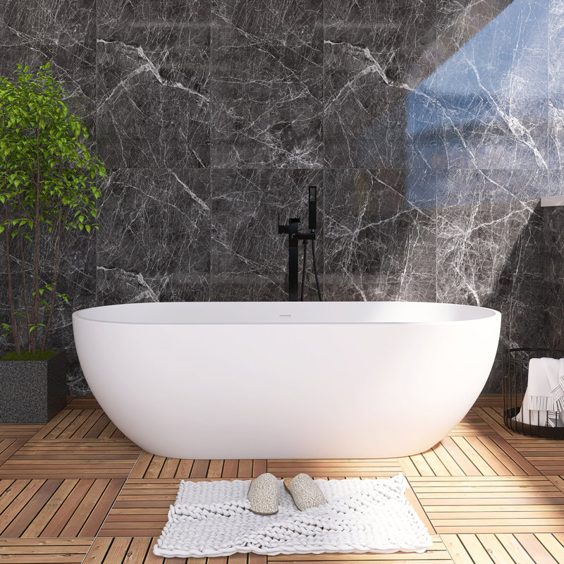69“ Freestanding Soaking Solid Surface Bathtub