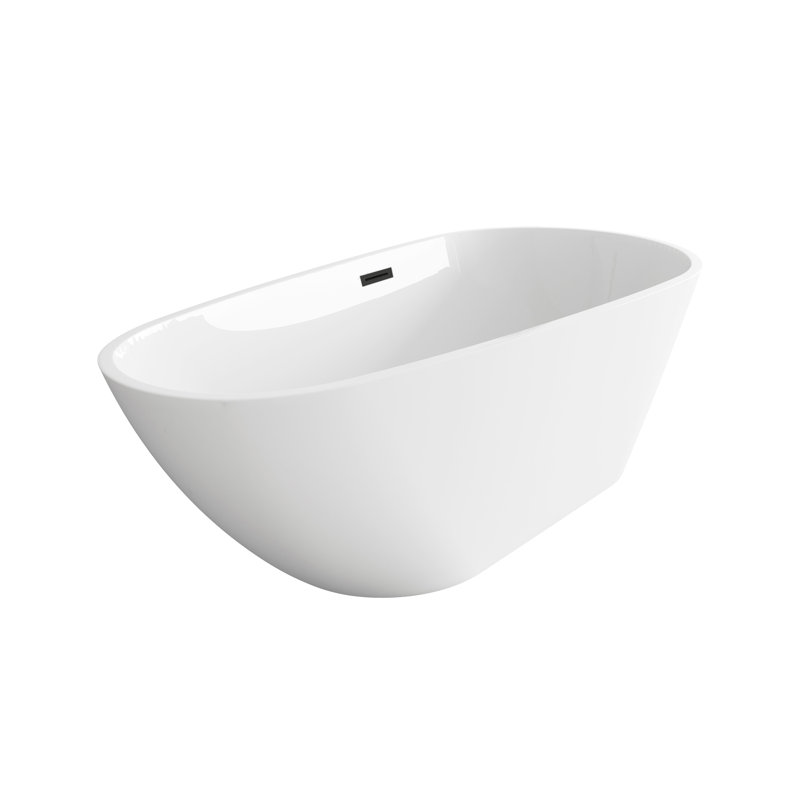 Baignoire de 67 pouces en blanc brillant avec garniture, Noir mat