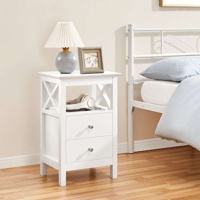 40cm W Bedside Table, White