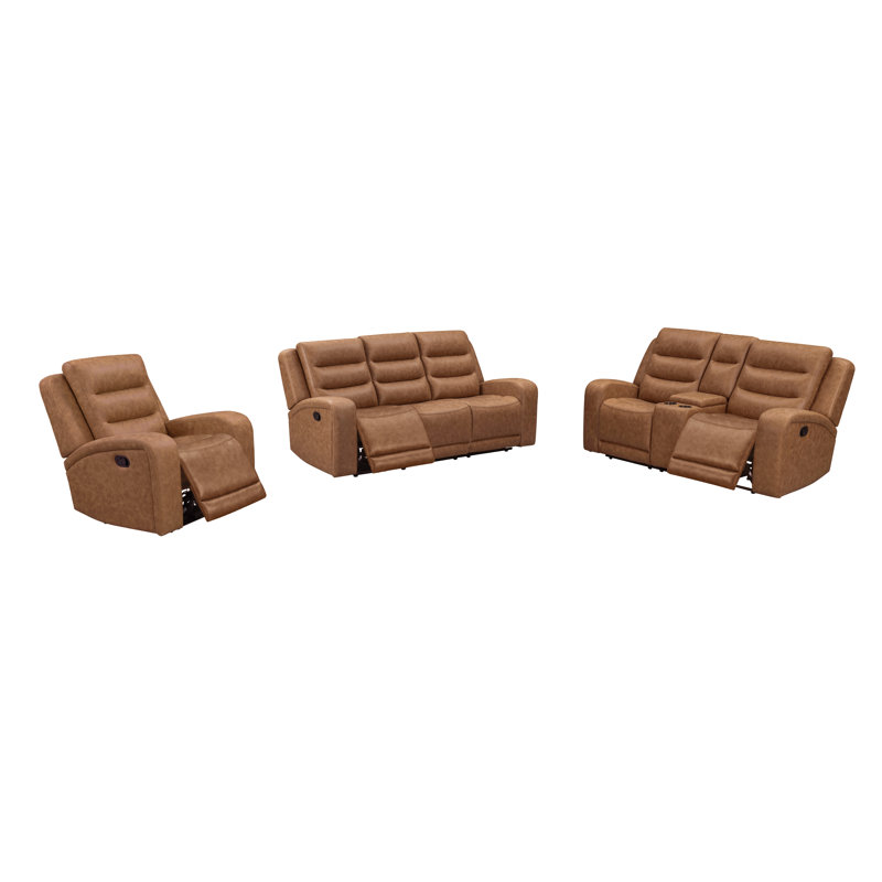 Manual Triple Recline Sofa, 3 Pcs: Chair, Loveseat, Sofa