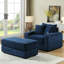Canapé d'angle en velours côtelé bleu avec 2 coussins décoratifs, assise profonde pour un confort optimal dans votre salon, tissu doux et luxueux, ressorts fermes et stables, design ergonomique soigné, montage facile