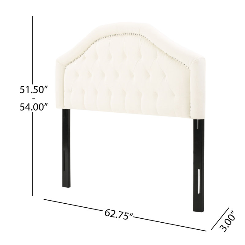 Grand lit et tête de lit double de style contemporain, rembourré avec un zeste de point de diamant, décorations cloutées, assemblage requis pour les grands lits