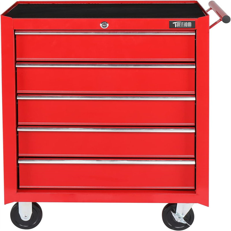 24'' W 5 -Drawer Steel Tool Cabinet with Wheels, Red