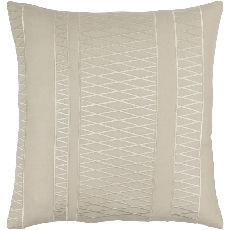 Geometric Linen Throw Pillow, 20" H x 20" W x 4" D, Beige