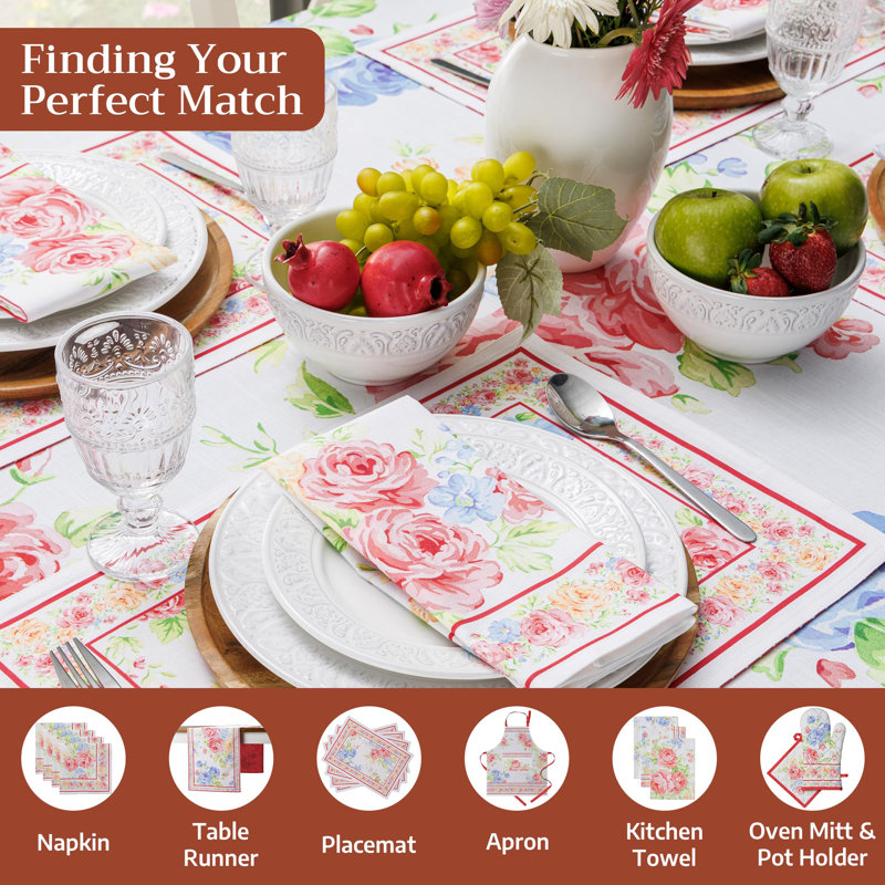 Maison d' Hermine Table Cloth Rectangle Table 100% Cotton 70 x 120 Inches Tablecloth Reusable Decorative for Dining Room Farmhouse Home Valentines Day Decorations Spring Summer - Vintage Floral