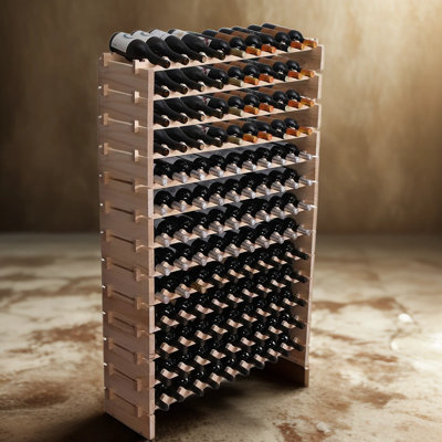 Wooden Wine Rack Cabinet, Freestanding Stackable Wine Cellar Shelf Storage, Modular Wine Rack for Home Bar and Kitchen