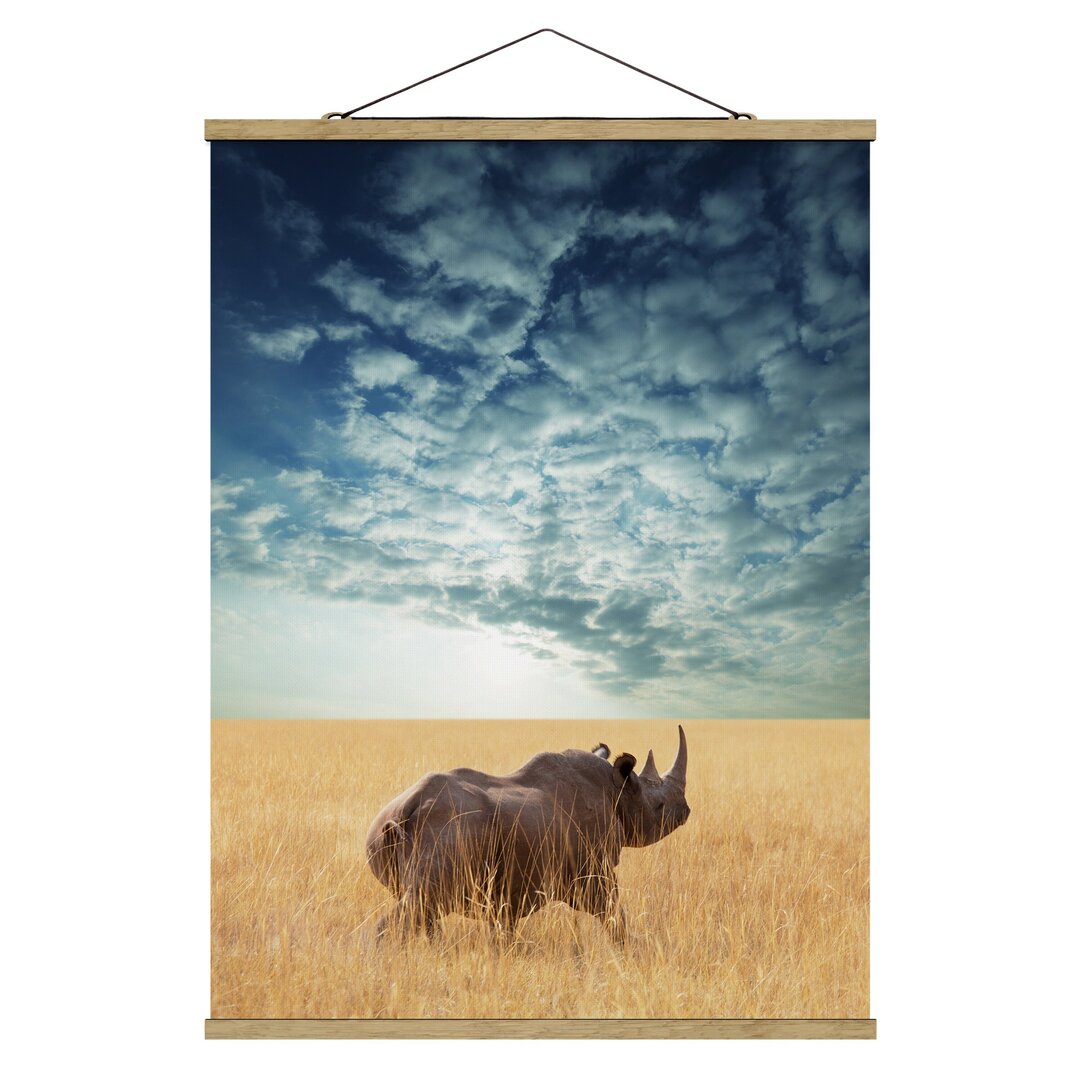 Stoffbild Rhino in der Savanne