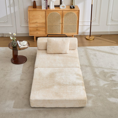 Convertible Floor Sofa Bed - Chenille Single Seater Modular Sectional, No Assembly Required