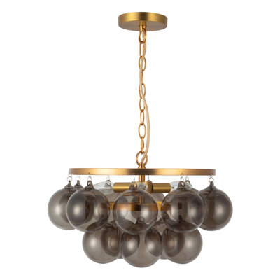 Lustre en or brossé 18 po avec verre fumé Aahil