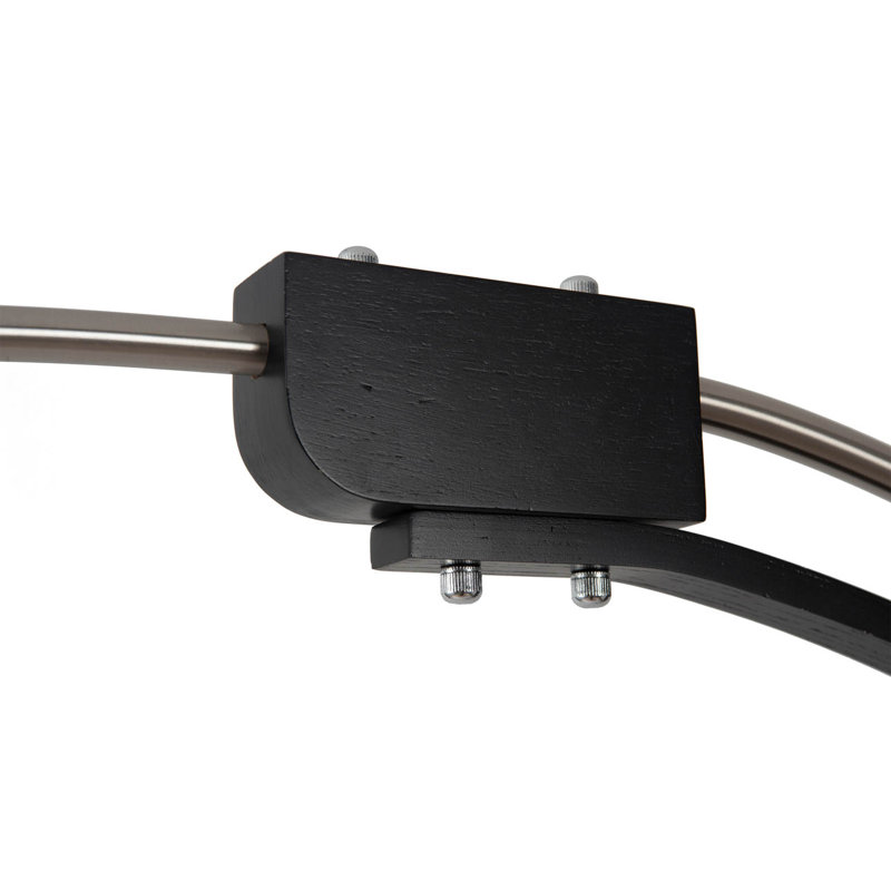 Satin Nickel and Black Arc Floor Lamp with Dimmer