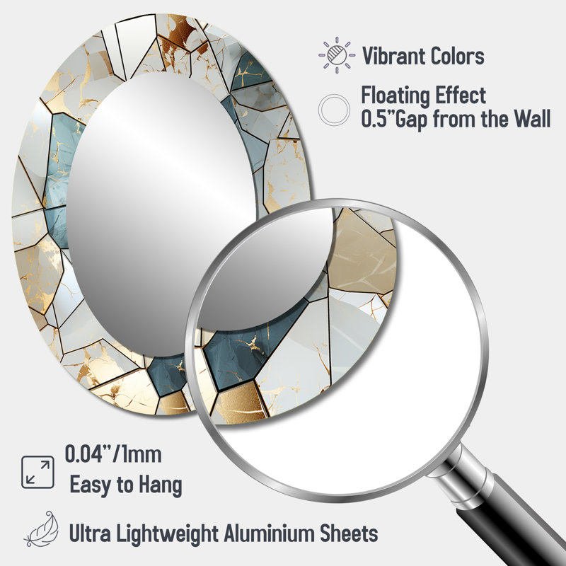 Grand miroir mural bleu sarcelle et gris Harmony, H 40 po x l 30 po