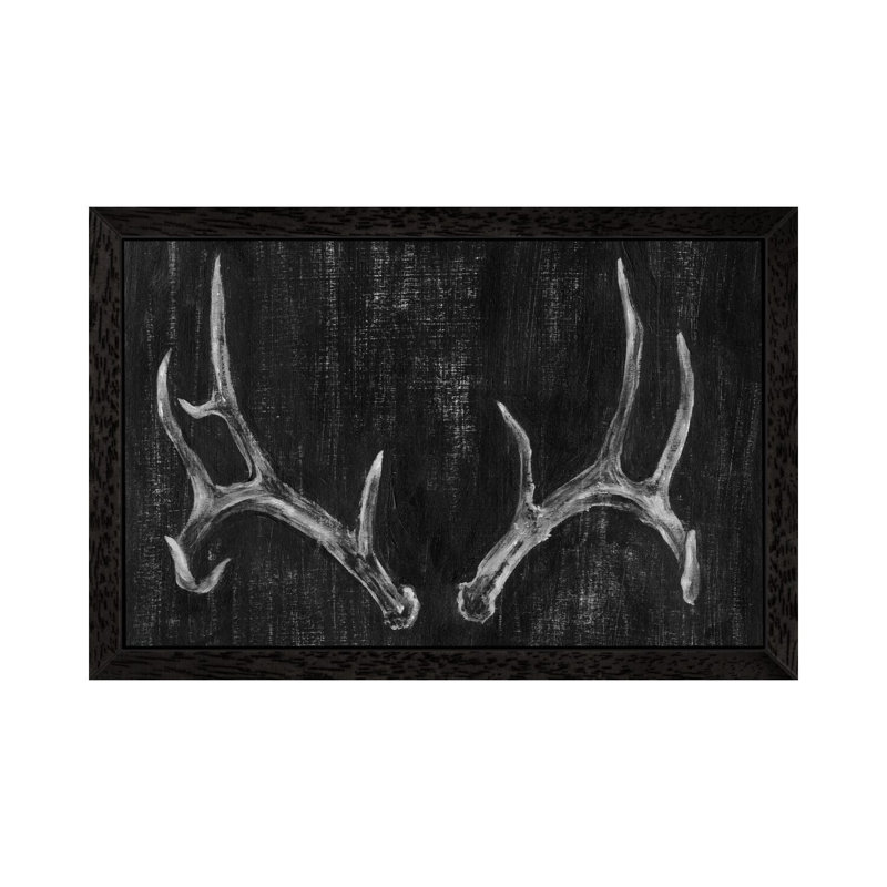 Rustic Antlers II by Ethan Harper - Print on Canvas, 66.04 cm H x 45.72 cm W, Black Floater Framed