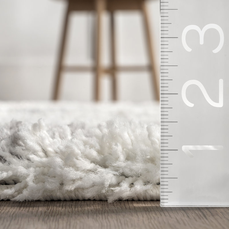 Armiead Cozy Trellis Power Loom Performance Shag Ivory/Gray Rug, Rectangle 8' x 10'