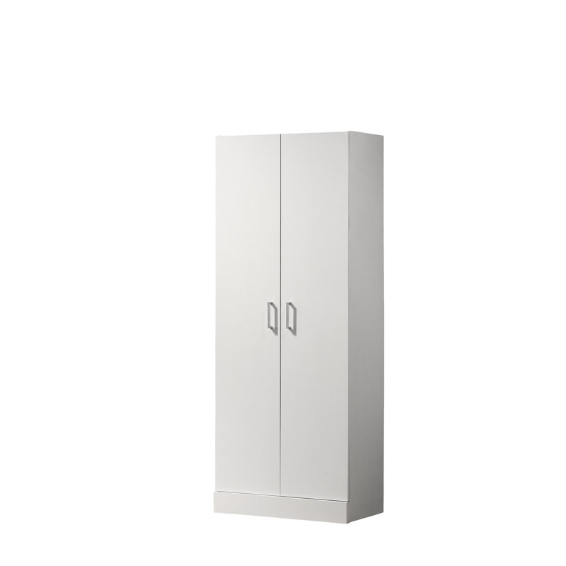 Boîte de rangement blanche à double porte 60 ", 3 tablettes, 2 réglables, armoire de fabrication en panneau de particules pour l'organisation, hauteur, réglable