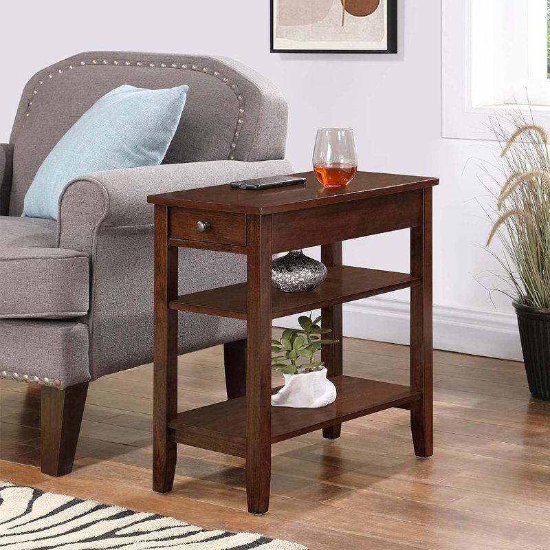 Carbin End Table with Drawer and Shelves, Espresso