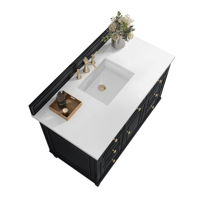 Lorelai 48'' W Single Vanity, Black Onyx, 8" Widespread, White Zeus Quartz