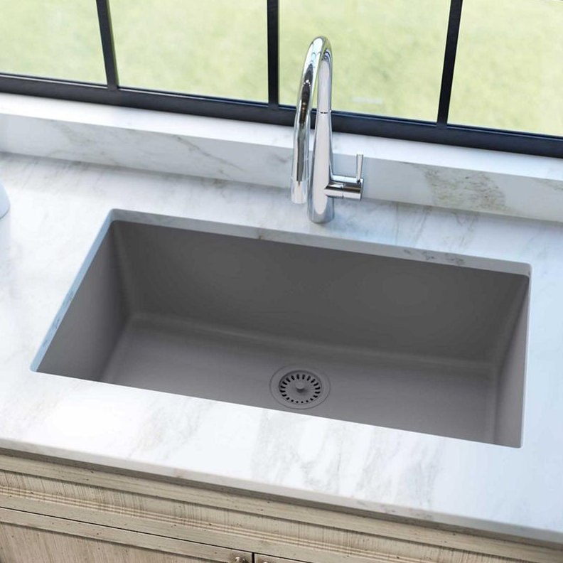 Quartz Classic 33" Undermount Kitchen Sink, Graystone