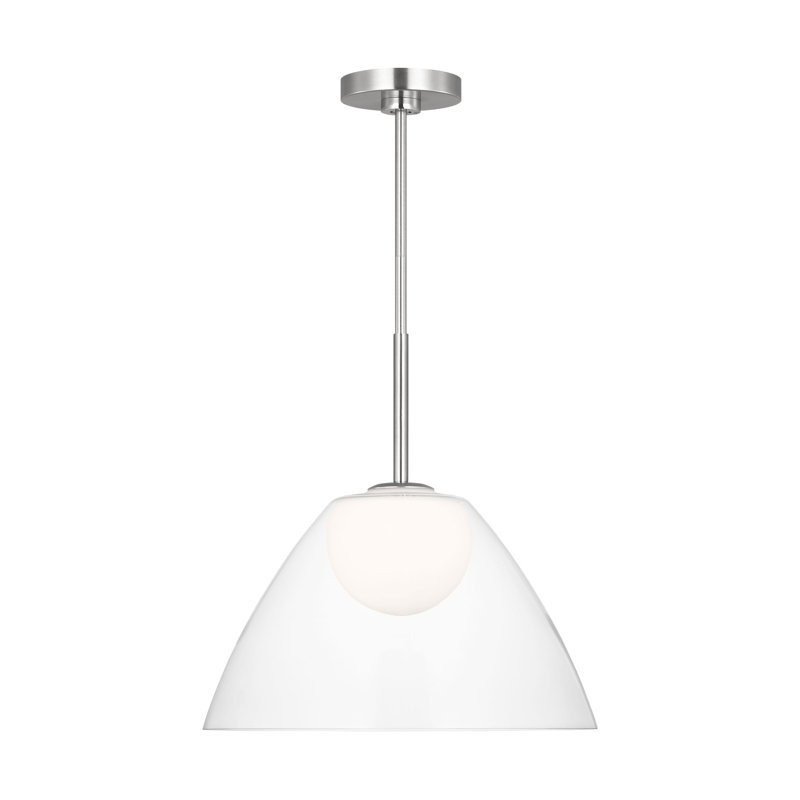 Suma 1 Light Dining Room Pendant With White Opal Etched Shade, Brushed Nickel