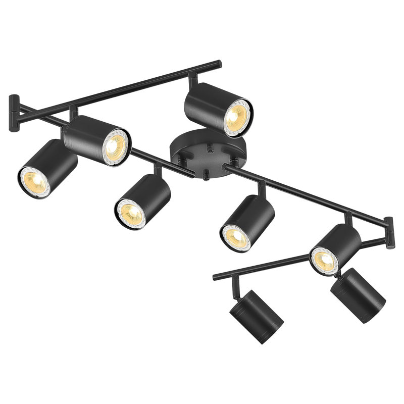 8-Light Adjustable LED Track Lighting Fixture with Color Temperature Control, Black