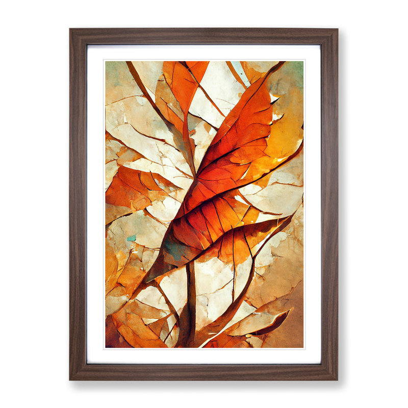Abstract Autumn Leaf No.3 - Framed Print, 34cm H x 25cm W x 2cm D, Walnut