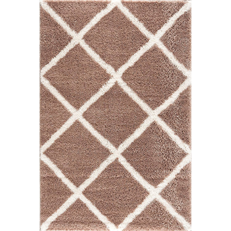 Tapis beige à motif géométrique 3 pi x 5 pi, Rectangle de 5 pi x 8 pi