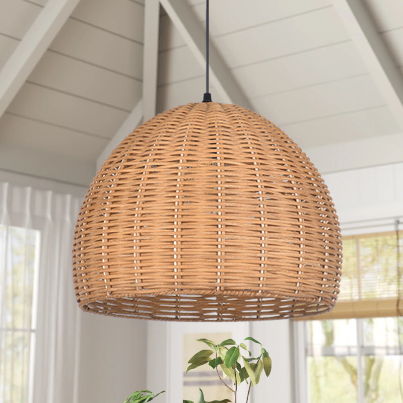 Bohemian Rattan Natural Hand Woven Pendant Light, 91" H x 11.81" W x 15.75" D