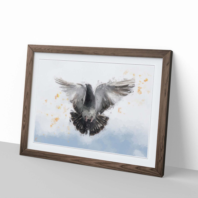 Flying Pigeon in Abstract - Framed Print, Walnut, 60cm H x 91cm W x 2cm D